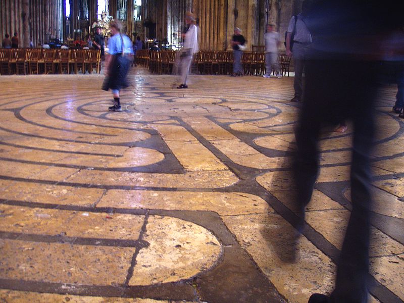 The famous Labyrinth in Chartres Cathedral is located in Sagittarius the sign of druid culture, wisdom, initiation and finding the way photo: Daderot license: GNU/FDL