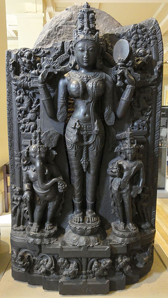 Parvati as four-armed Lalita, 11th century sculpture, British Museum  photo:  Fæ, ccbysa3.0