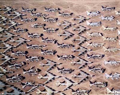 Davis–Monthan Air Force Base. Boeing B-52s in storage or awaiting dismantlement in Arizona