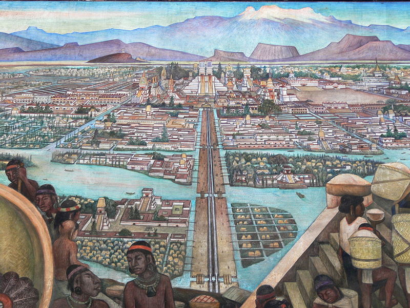 Mexico City - Palacio Nacional. Mural by Diego Rivera showing the life in Aztec times image: COM:FOP#Mexico, GNU/FDL
