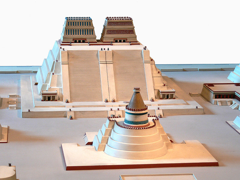 Reconstruction of the Templo Mayor of Tenochtitlanlocated in the first degrees of gemini and the first degrees og Virgo image: Wolfgang Sauber modif. : Joyborg, GNU/FDL