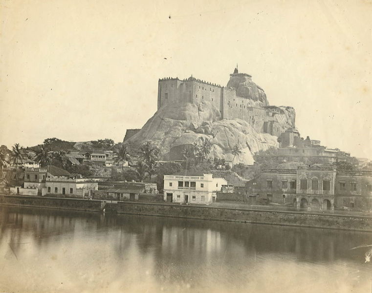 Rockfort Ucchi Pillayar Temple, Trichy in the 1860s another typical example for a rock fortress in Scorpio with Aries