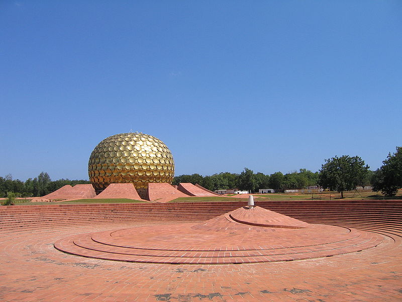 Matri Mandir in Auroville located in Sagittarius with Taurus photo: Geoffrey Gardella, GNU/FDL