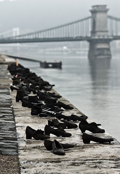 Shoes on the bank of Danube river