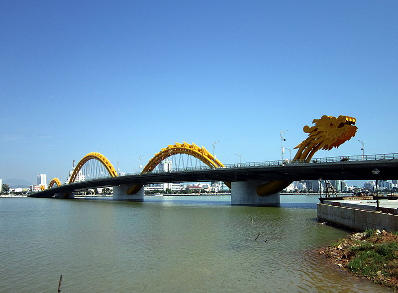 Dragon bridge and Golden bridge at Da Nang