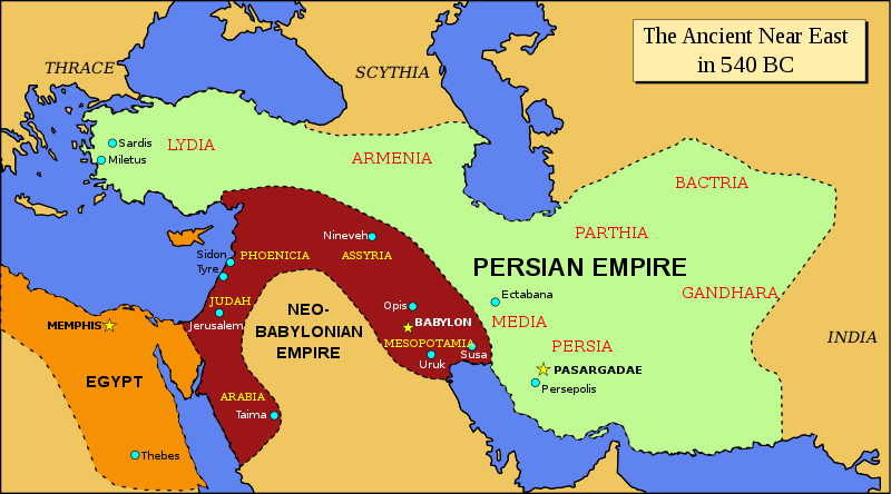 Map of the ancient Near East in 540 BC