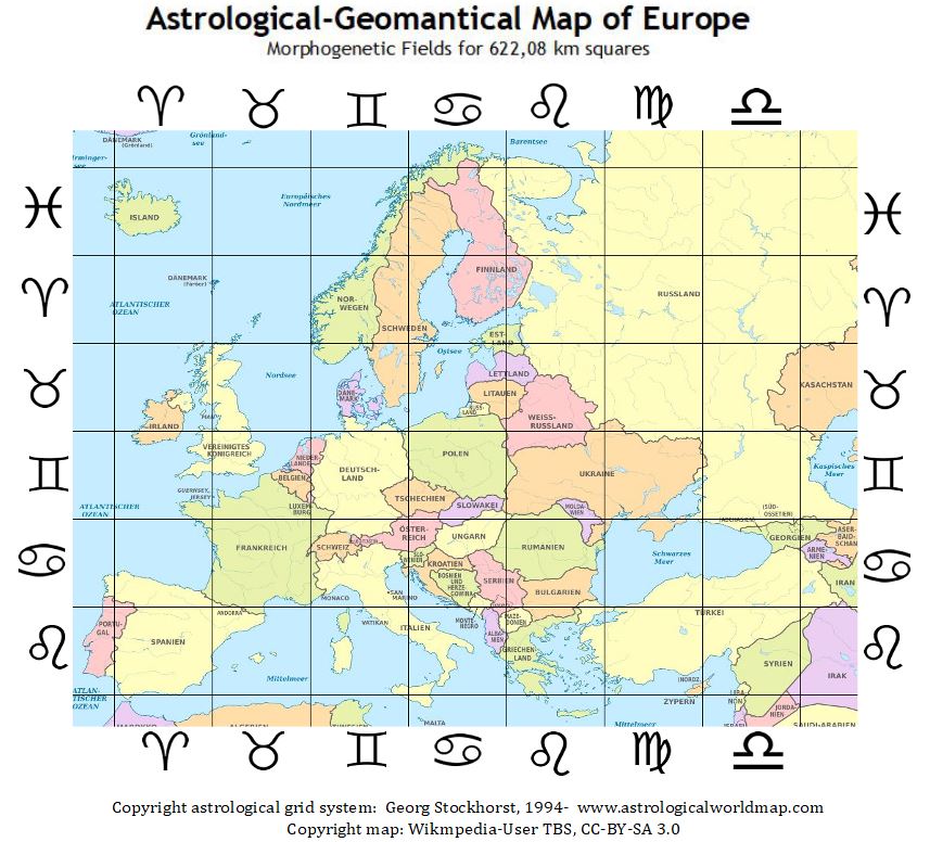 Astrologische Landkarte Europa